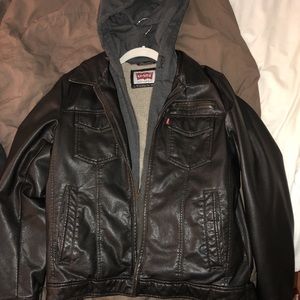 Levi’s classic Sherpa trucker leather jacket.